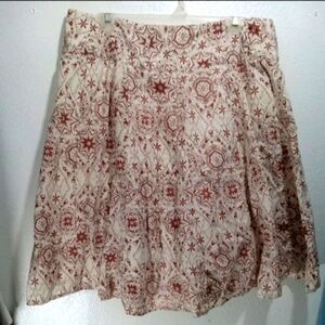 Apt. 9 Cream and Brown Star Pattern Mini Skirt